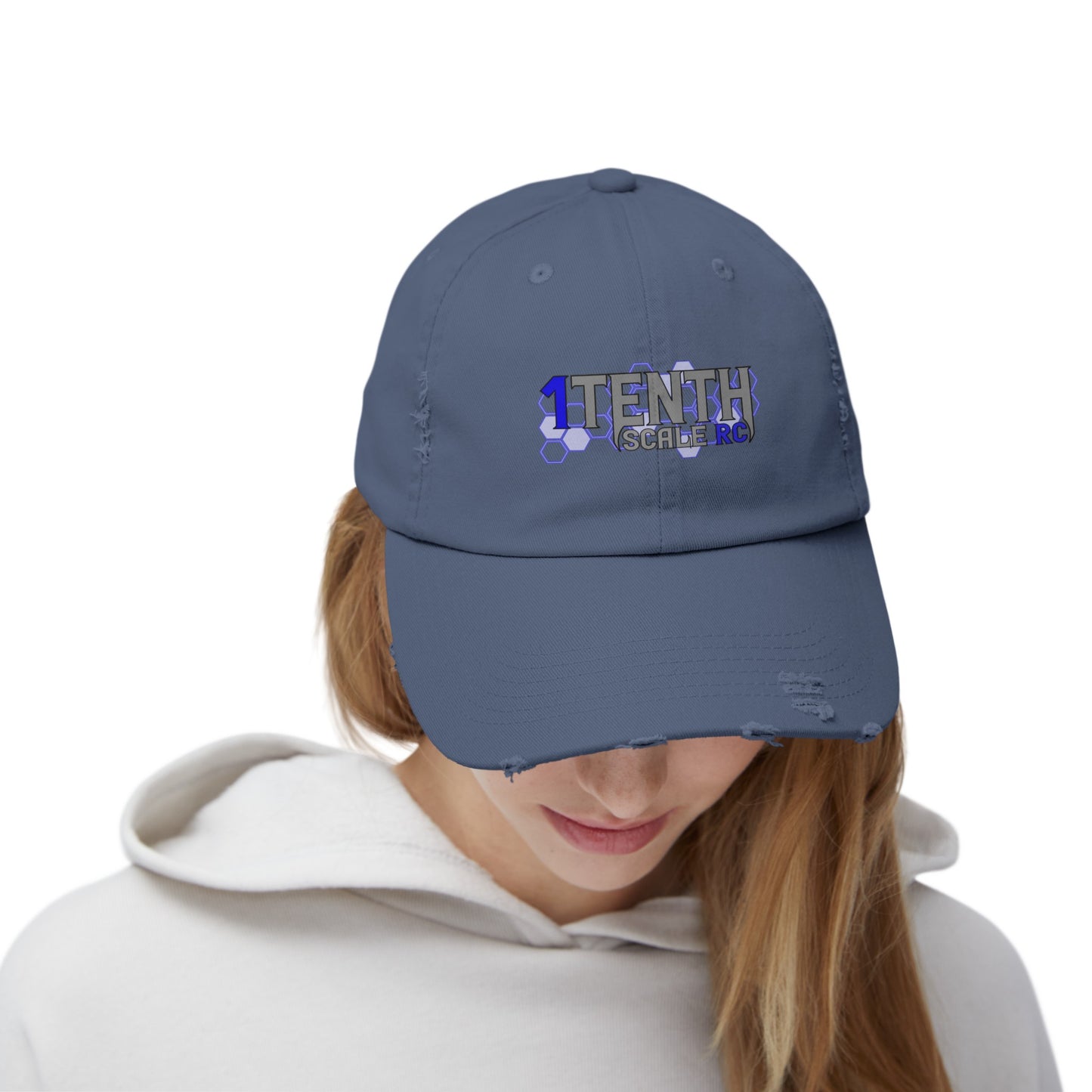 1Tenth Grey and Blue Unisex Distressed Cap
