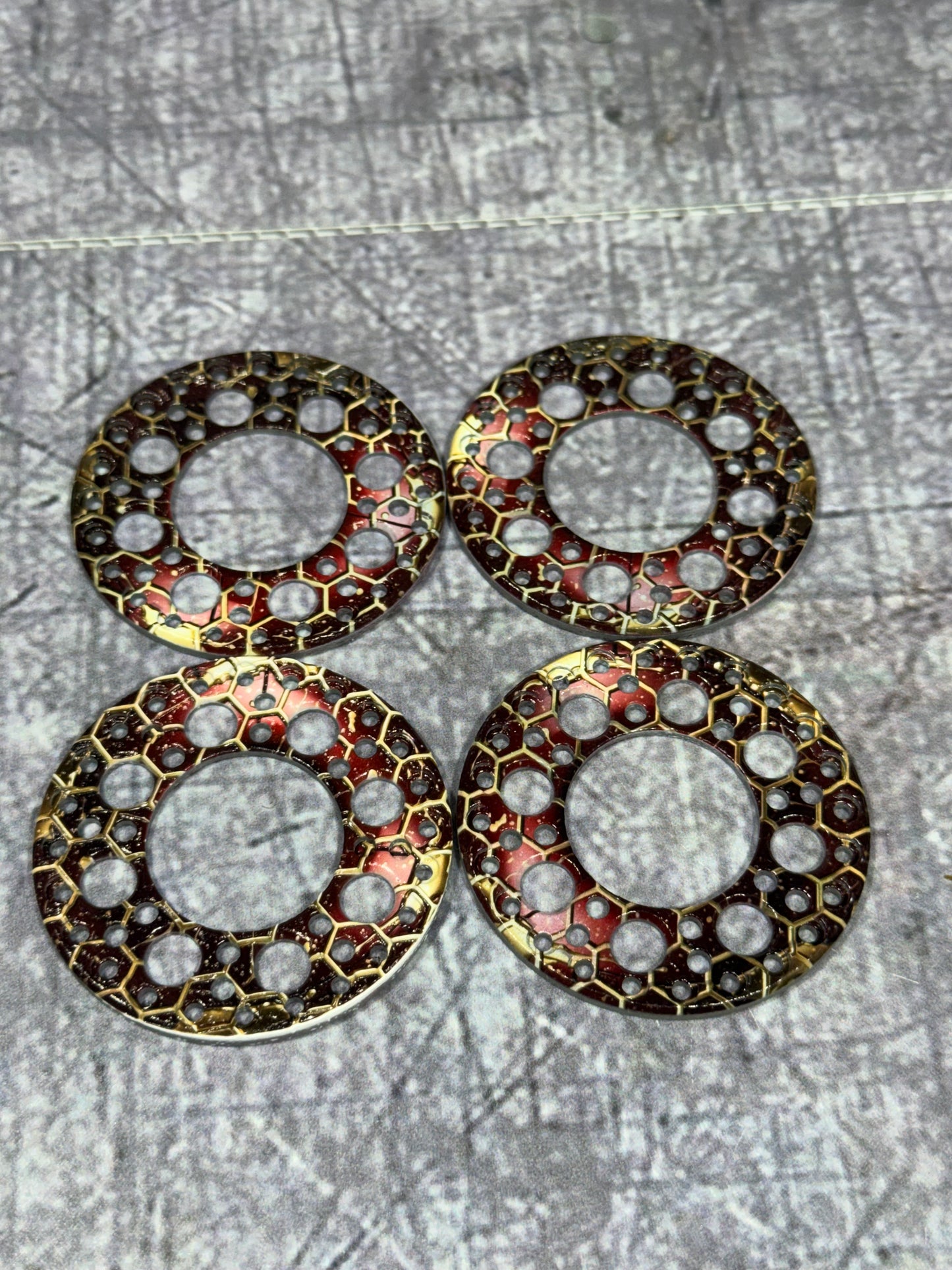 1.9” Red Black and Gold beadlock Rings