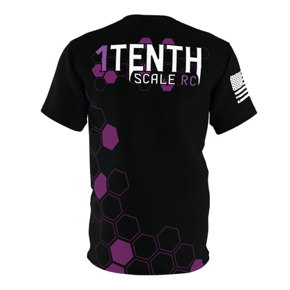 1Tenth - Light Weight Polyester T-Shirt - Purple Black Hex Grid