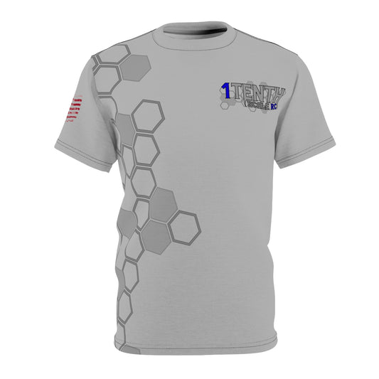 1Tenth - Light Weight T-Shirt - Grey Blue Hex Grid