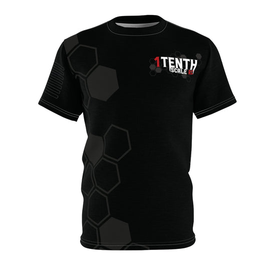 1Tenth - Light Weight Polyester T-Shirt - Grey Black Hex Grid