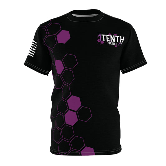1Tenth - Light Weight Polyester T-Shirt - Purple Black Hex Grid