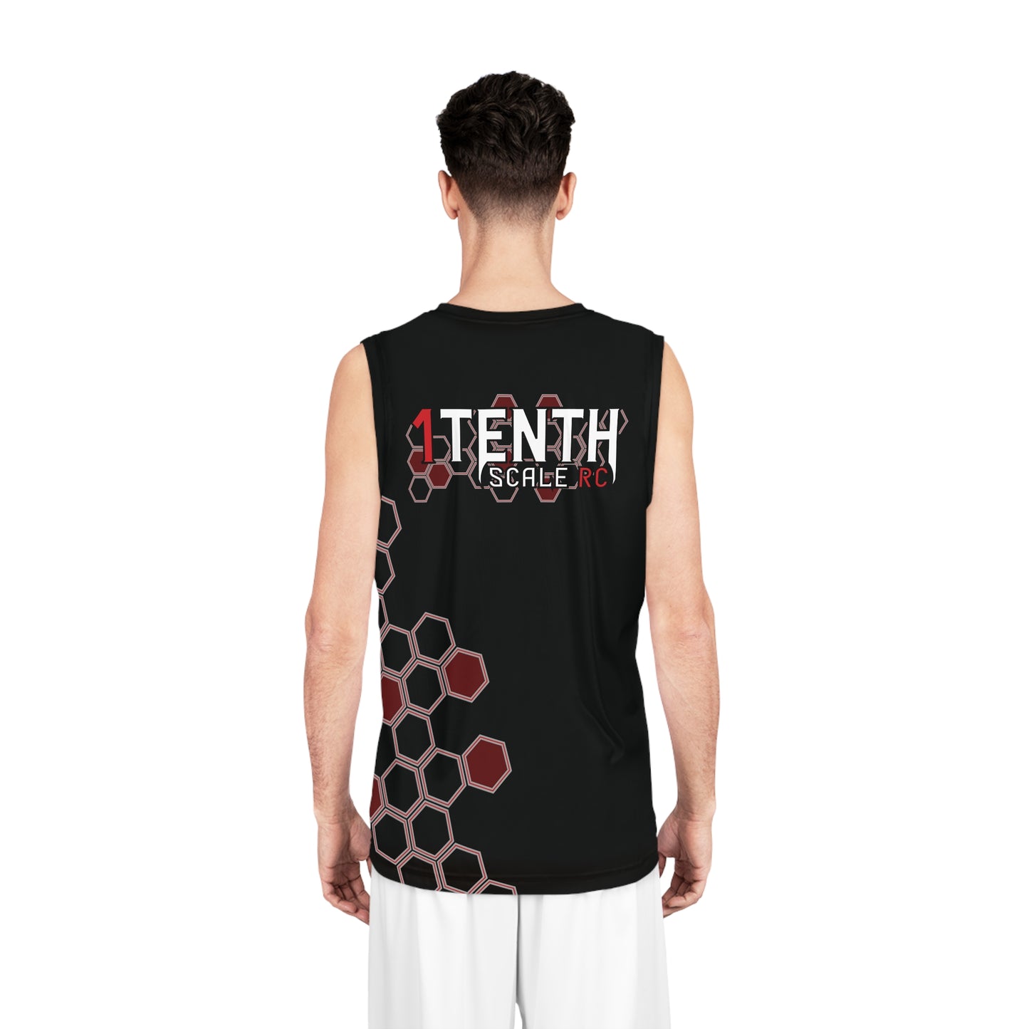 1Tenth Red and Black Basketball Jersey (AOP)