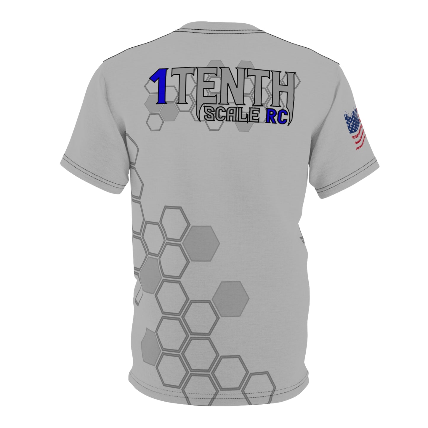 1Tenth - Light Weight T-Shirt - Grey Blue Hex Grid