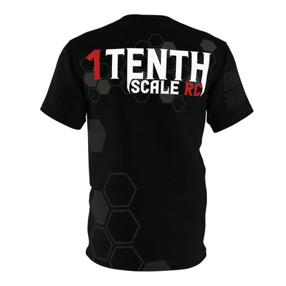 1Tenth - Light Weight Polyester T-Shirt - Grey Black Hex Grid