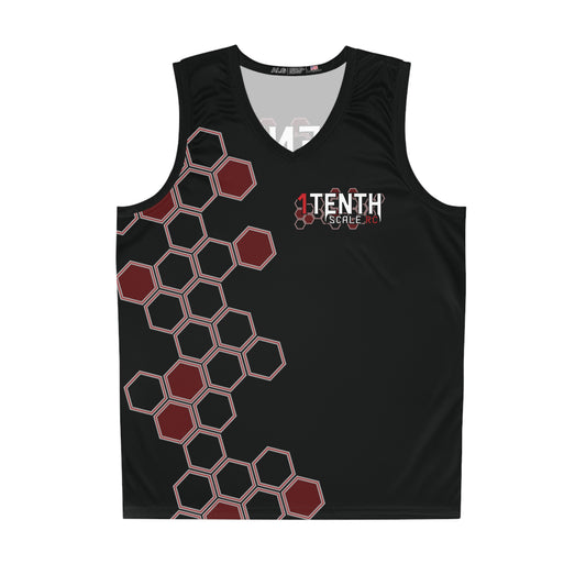1Tenth Red and Black Basketball Jersey (AOP)